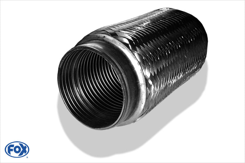 FOX Flexibles Rohr Interlock - Ø102mm innen - Länge: 203mm Innenleben besteht aus Edelstahlwellrohr - Außenhülle ist Edelstahlgeflecht
