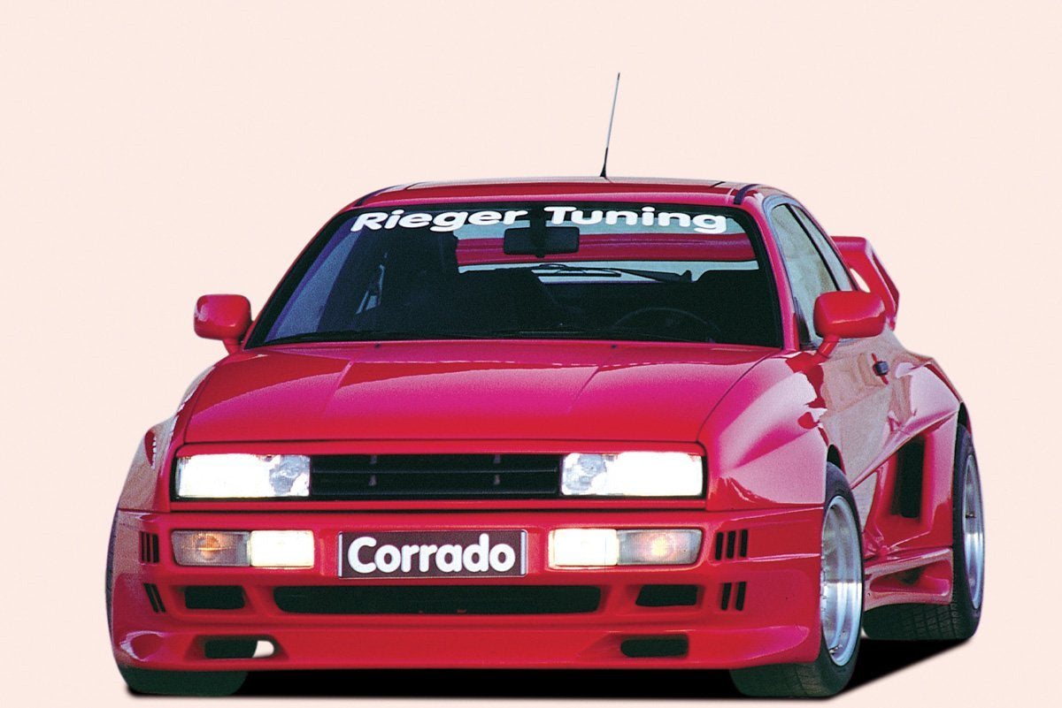 VW Corrado (53I) Rieger Spoilerstoßstange Breitbau II  mit Aussparung für NSW, GFK, 
Montagezubehör