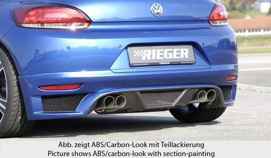 VW Scirocco 3 (13) Rieger Heckschürzenansatz  für Doppelendrohr li. u. re., ABS, 
inkl. Montagezubehör, Alugitter, Gutachten