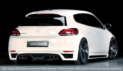 VW Scirocco 3 (13) Rieger Heckschürzenansatz  für Doppelendrohr li. u. re., ABS, 
inkl. Montagezubehör, Alugitter, Gutachten