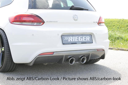 VW Scirocco 3 (13) Rieger Heckeinsatz für R-Line Heckschürze  für Doppelendrohr mittig, (2x100mm ø), ABS, für Fzg. mit R-Line Exterieur, 
inkl. Gutachten, Montagezubehör