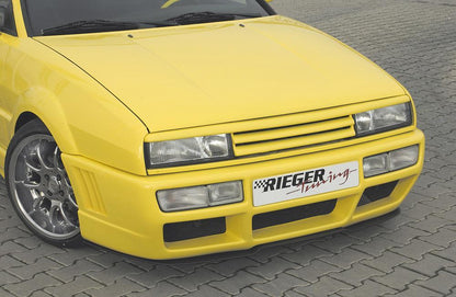 VW Corrado (53I) Rieger Spoilerstoßstange RS-Four Look nur G60 und 16V mit Lüftungsschlitzen, mit Aussparung für NSW, ABS, 
inkl. Alugitter, Gutachten, Montagezubehör