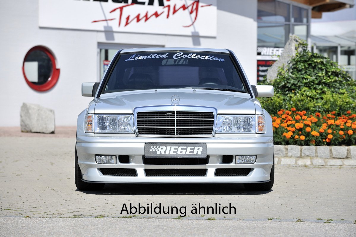 Mercedes 190 (W201) Rieger Spoilerstoßstange Breitbau II für SEC-Haube, ohne NSW-Aussparung GFK, 
inkl. Montagezubehör