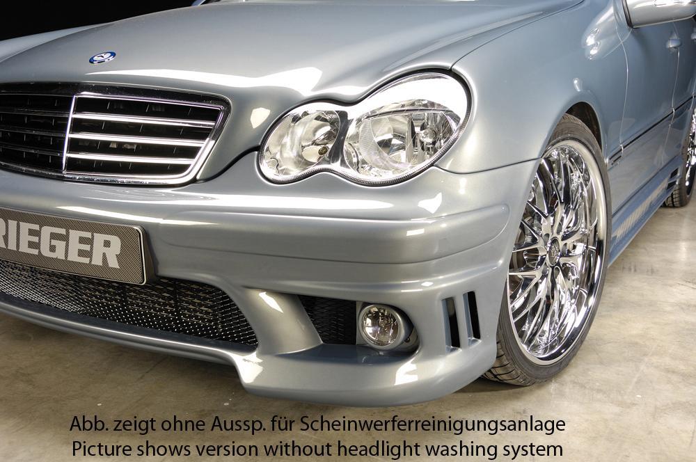 Mercedes C-Klasse (W203) Rieger Spoilerstoßstange    ABS, für Fzg. mit Scheinwerferreinigungsanlage, 
inkl. Alugitter, Montagezubehör, ABE