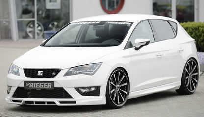 Seat Leon Cupra (5F) Rieger Spoilerlippe  mit zusätzlichen Lüftungsschlitzen, ABS, 
inkl. Montagezubehör, Alugitter, ABE