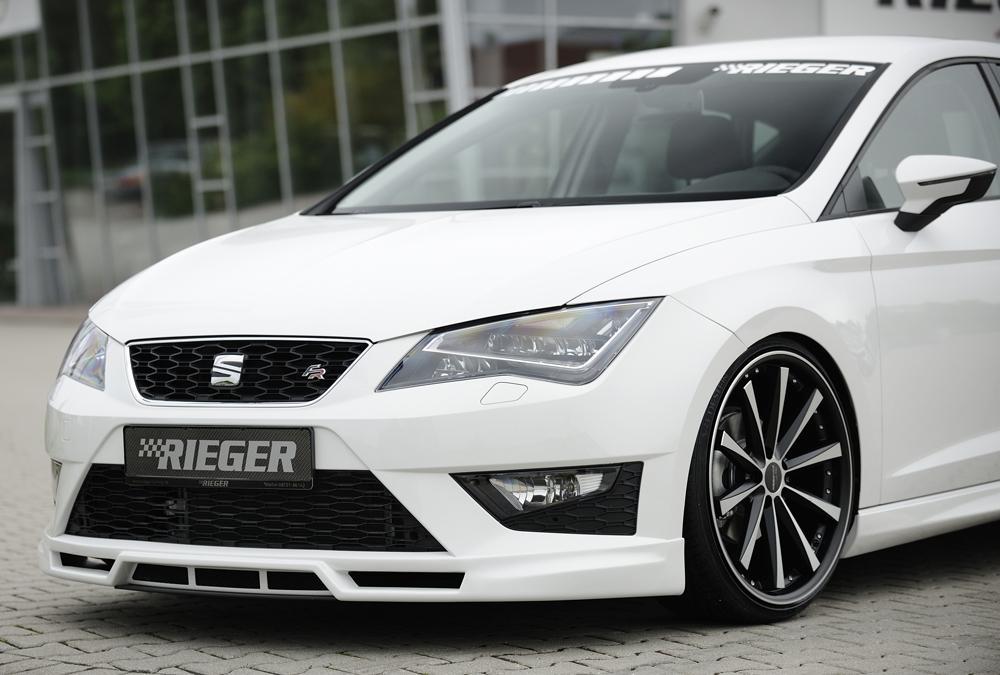 Seat Leon Cupra (5F) Rieger Spoilerlippe  mit zusätzlichen Lüftungsschlitzen, ABS, 
inkl. Montagezubehör, Alugitter, ABE