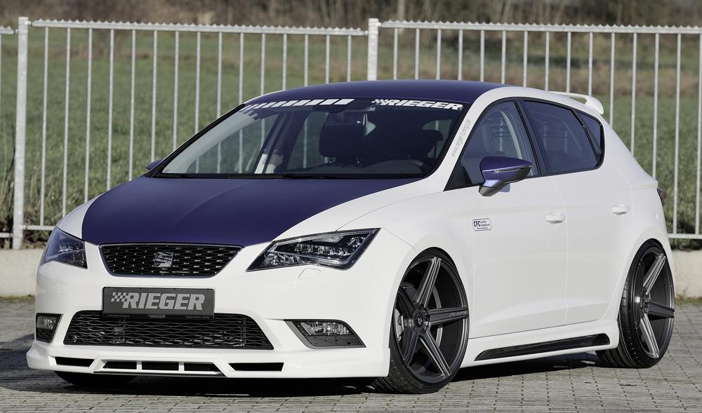 Seat Leon (5F) Rieger Spoilerlippe  mit zusätzlichen Lüftungsschlitzen, ABS, 
inkl. Montagezubehör, Alugitter, ABE