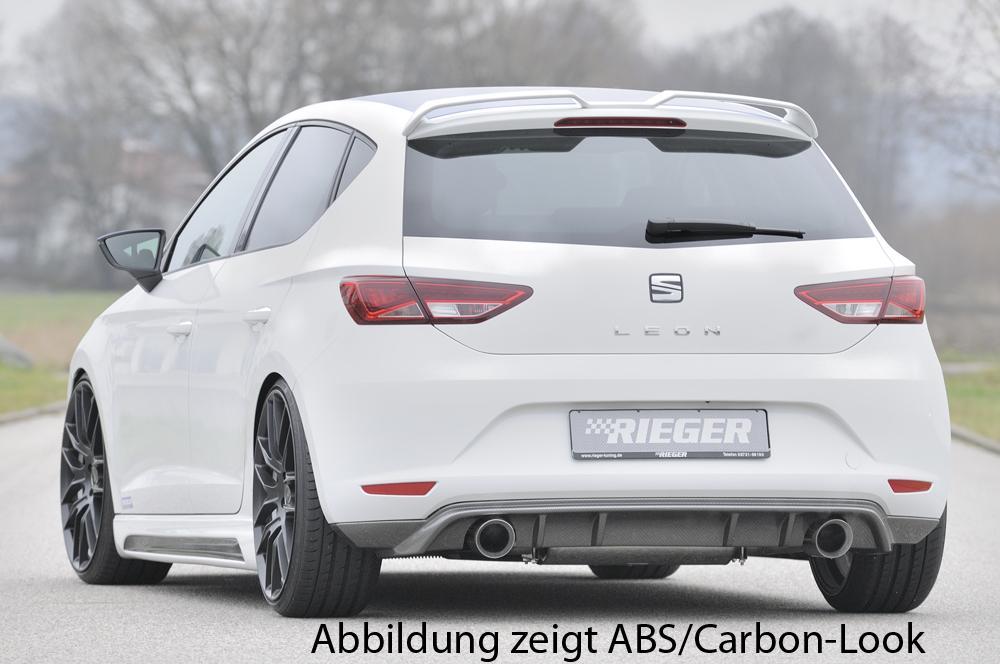 Seat Leon (5F) Rieger Heckschürzenansatz  für Sportendrohr li. u. re., (100mm ø), ABS, 
inkl. Montagezubehör, Gutachten