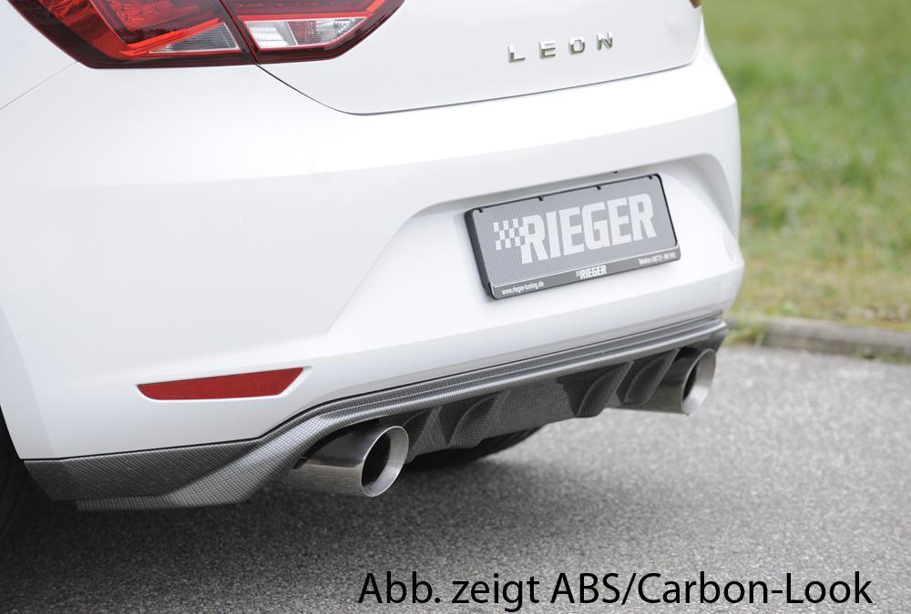 Seat Leon (5F) Rieger Heckschürzenansatz  für Sportendrohr li. u. re., (100mm ø), ABS, 
inkl. Montagezubehör, Gutachten