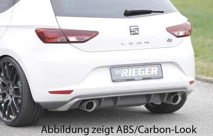 Seat Leon (5F) Rieger Heckschürzenansatz  für Sportendrohr li. u. re., (100mm ø), ABS, 
inkl. Montagezubehör, Gutachten