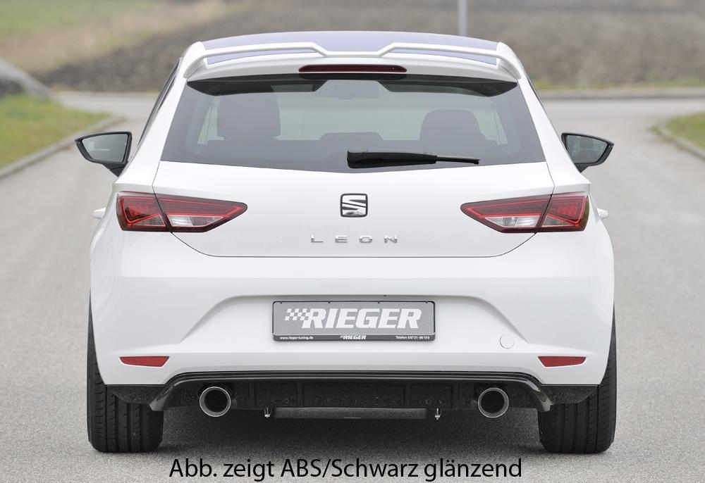 Seat Leon (5F) Rieger Heckschürzenansatz  für Sportendrohr li. u. re., (100mm ø), ABS, 
inkl. Montagezubehör, Gutachten