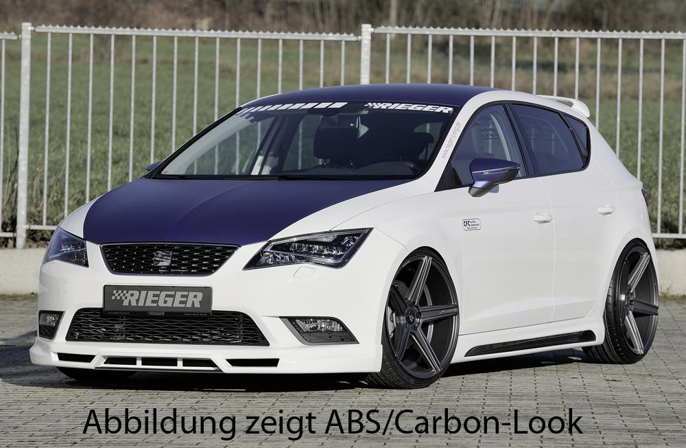 Seat Leon (5F) Rieger Seitenschweller  links, mit Schacht, mit Ausschnitt, ABS, 
inkl. Alugitter, Montagezubehör, Gutachten