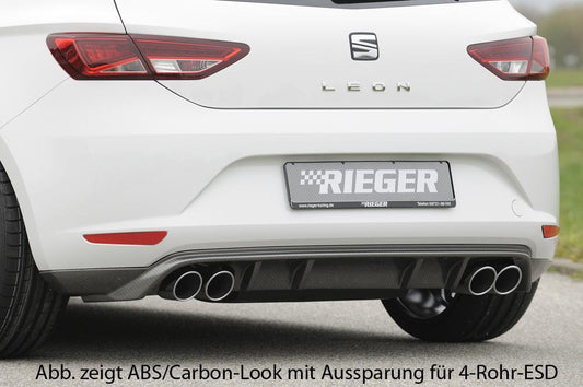 Seat Leon (5F) Rieger Heckschürzenansatz  für Doppelendrohr li., ABS, 
inkl. Montagezubehör, Gutachten