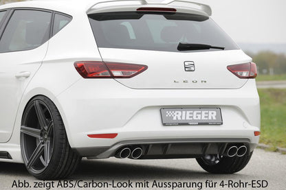 Seat Leon (5F) Rieger Heckschürzenansatz  für Doppelendrohr mittig, ABS, 
inkl. Montagezubehör, Gutachten