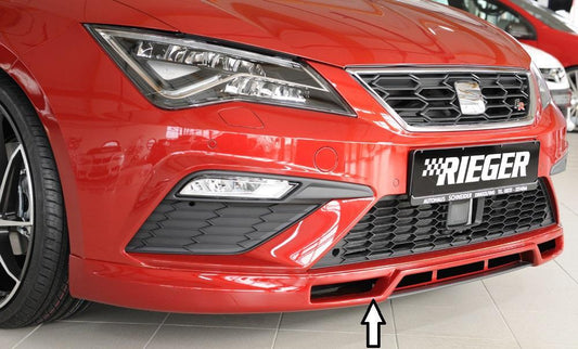 Seat Leon Cupra (5F) Rieger Spoilerlippe  mit zusätzlichen Lüftungsschlitzen, ABS, 
inkl. Montagezubehör, Alugitter, ABE