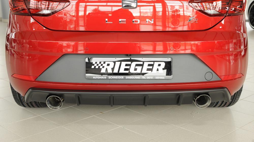 Seat Leon FR (5F) Rieger Heckeinsatz  für Sportendrohr li. u. re., (100mm ø), ABS, 
inkl. Montagezubehör, Gutachten