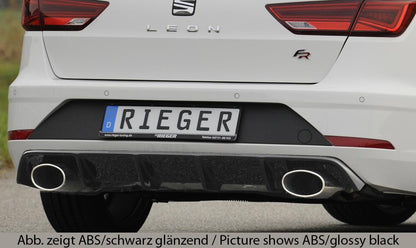 Seat Leon FR (5F) Rieger Heckeinsatz für Fzg. ohne Anhängekupplung für Sportendrohr li. u. re., (152x95mm oval), ABS, 
inkl. Montagezubehör, Gutachten