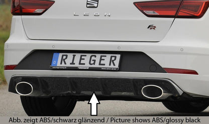 Seat Leon FR (5F) Rieger Heckeinsatz für Fzg. ohne Anhängekupplung für Sportendrohr li. u. re., (152x95mm oval), ABS, 
inkl. Montagezubehör, Gutachten