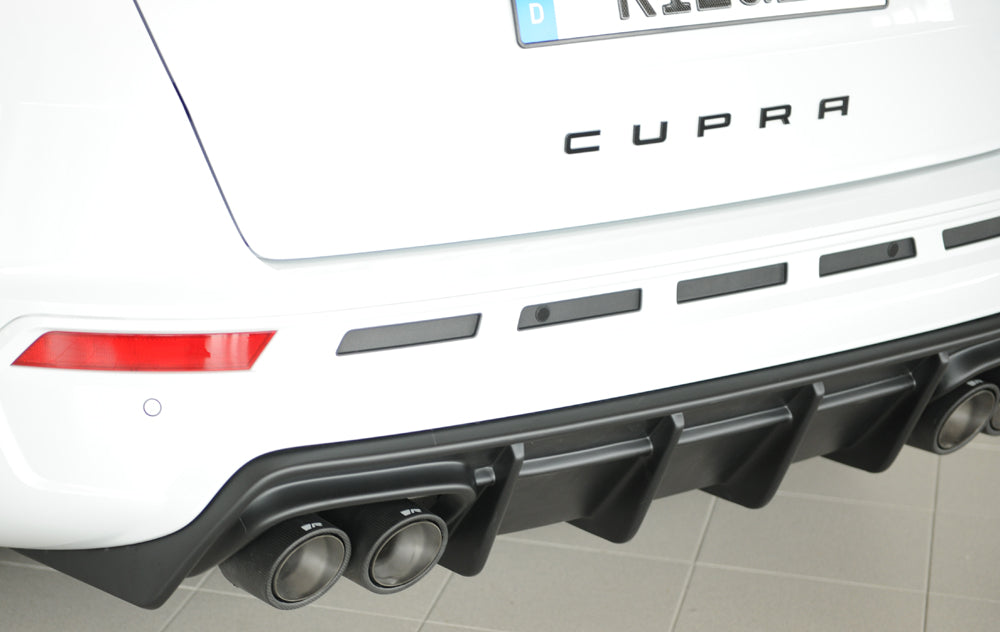 Seat Ateca Cupra (5FP) Rieger Heckeinsatz für orig. Doppelendrohr li u. re, (4x90x72mm oval), für Sportendrohre li. u. re....