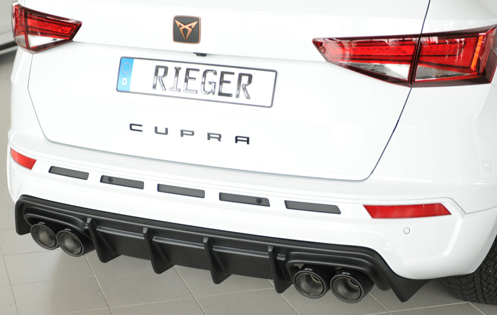 Seat Ateca Cupra (5FP) Rieger Heckeinsatz für orig. Doppelendrohr li u. re, (4x90x72mm oval), für Sportendrohre li. u. re....