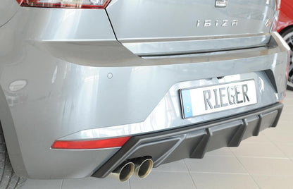 Seat Ibiza (KJ) Rieger Heckeinsatz mit Endrohraussparung für Sport-ESD links für Sportendrohr li., (2x76mm ø), ABS, 
inkl. Montagezubehör, Gutachten