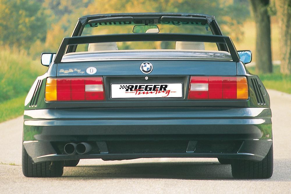 BMW 3er E30 Rieger Heckflügel Breitbau II  ohne 3. Bremsleuchte, mit Blindstück statt 3. Bremsleuchte, GFK, 
inkl. Gutachten, Montagezubehör