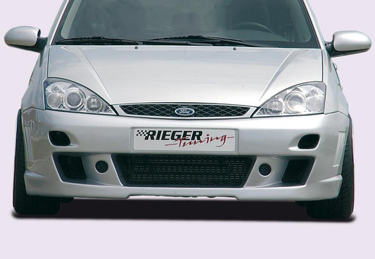 Ford Focus 1 Rieger Spoilerstoßstange -> ab Modell 11/2001 mit zusätzlichen Lüftungsschlitzen, mit seitlichen Rippen, ABS, 
inkl. Alugitter, Montagezubehör, ABE