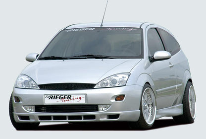 Ford Focus 1 Rieger Spoilerlippe mit 6 Lüftungsschächten bis Modell 10/2001 mit zusätzlichen Lüftungsschlitzen, mit Lüftungsschlitzen, ABS, 
inkl. Alugitter, Gutachten, Montagezubehör