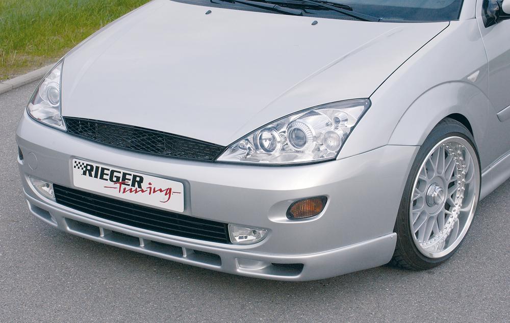 Ford Focus 1 Rieger Spoilerlippe mit 6 Lüftungsschächten bis Modell 10/2001 mit zusätzlichen Lüftungsschlitzen, mit Lüftungsschlitzen, ABS, 
inkl. Alugitter, Gutachten, Montagezubehör