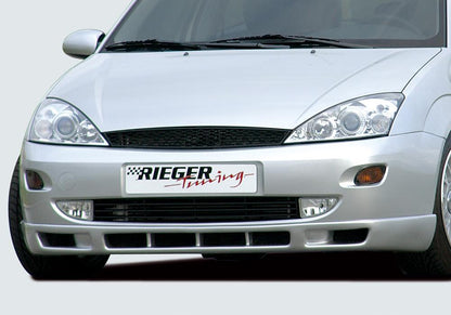 Ford Focus 1 Rieger Spoilerlippe mit 6 Lüftungsschächten bis Modell 10/2001 mit zusätzlichen Lüftungsschlitzen, mit Lüftungsschlitzen, ABS, 
inkl. Alugitter, Gutachten, Montagezubehör