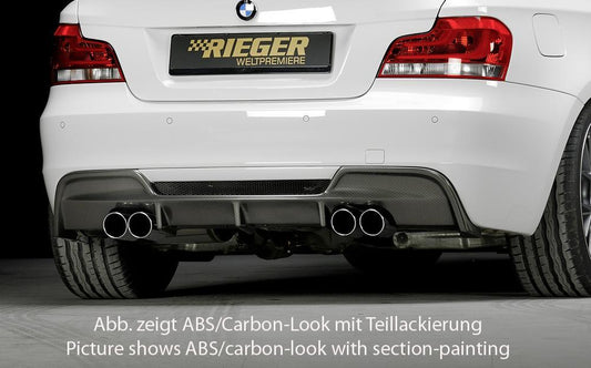 BMW 1er E82, E88  (182 / 1C) Rieger Heckeinsatz  für Doppelendrohr li. u. re., (4x80mm ø), ABS, für Fzg. mit M-Technik, 
inkl. Alugitter, Montagezubehör, Gutachten