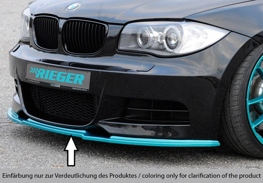 BMW 1er E82, E88  (182 / 1C) Rieger Spoilerschwert nur für M-Paket-Frontschürze gekantete Version, für orig. Frontschürze, ABS, für Fzg. mit M-Technik, 
inkl. Montagezubehör, ABE
