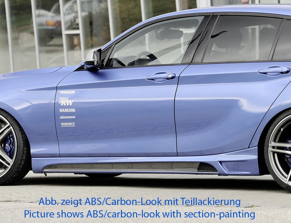 BMW 1er F20  (1K4) Rieger Seitenschweller  links, mit Schacht, mit Ausschnitt, ABS, 
inkl. Montagezubehör, Alugitter, Gutachten