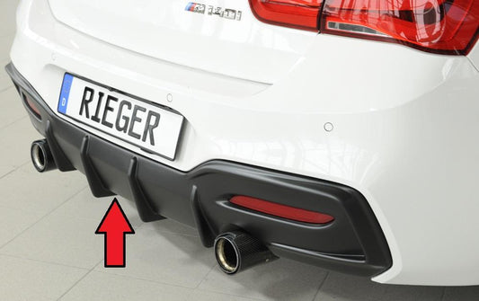 BMW 1er F20  (1K4) Rieger Heckeinsatz nur für M-Paket-Heckschürze, nur M135i / M140i für orig. Endrohr li. u. re. (M135i-/M140i-Look), ABS, für Fzg. mit M-Technik, 
inkl. Montagezubehör, Gutachten