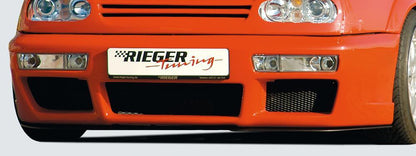 VW Golf 3 Rieger Spoilerstoßstange RS-Four-Look mit Blinkeraussparung ohne Lüftungsschlitze, ABS, 
inkl. Alugitter, Montagezubehör, ABE