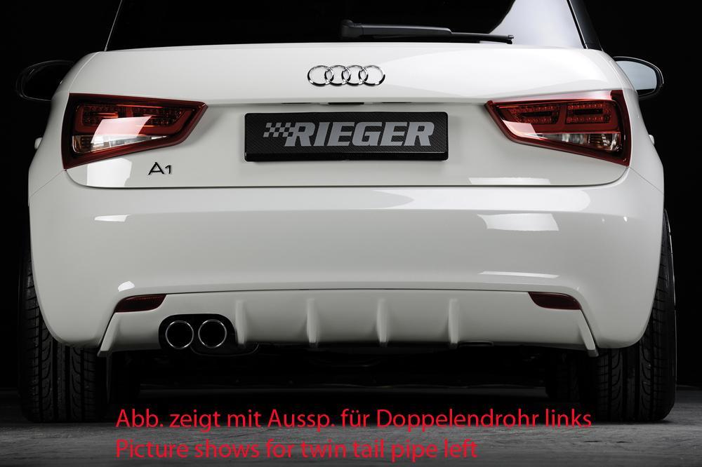 Audi A1 (8X) Rieger Heckeinsatz  für orig. Endrohr li., ABS, für Fzg. ohne S-Line Exterieur, 
inkl. Montagezubehör, Gutachten