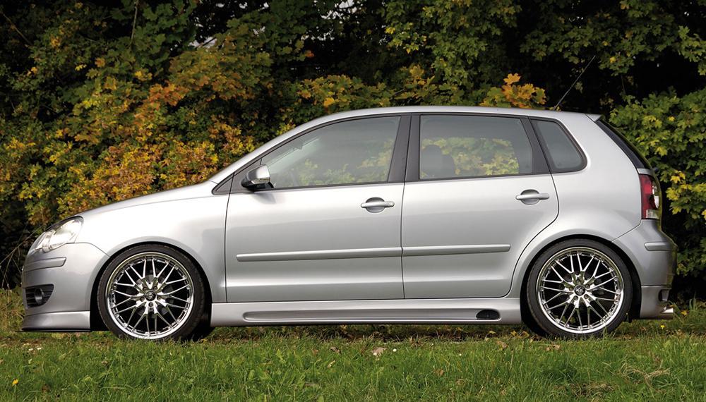 VW Polo 5 (9N) Rieger Seitenschweller   auch 9N2/GTI (orig.Schweller müssen demontiert w.) rechts, mit Schacht, mit Ausschnitt, ABS, 
inkl. Alugitter, Gutachten, Montagezubehör