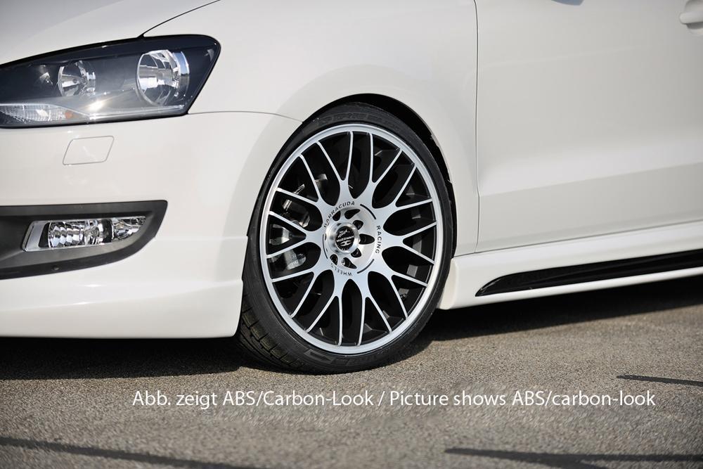 VW Polo 6 (6R) Rieger Seitenschweller  rechts, mit Schacht, mit Ausschnitt, ABS, 
inkl. Alugitter, Montagezubehör