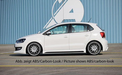 VW Polo 6 (6R) Rieger Seitenschweller  rechts, mit Schacht, mit Ausschnitt, ABS, 
inkl. Alugitter, Montagezubehör