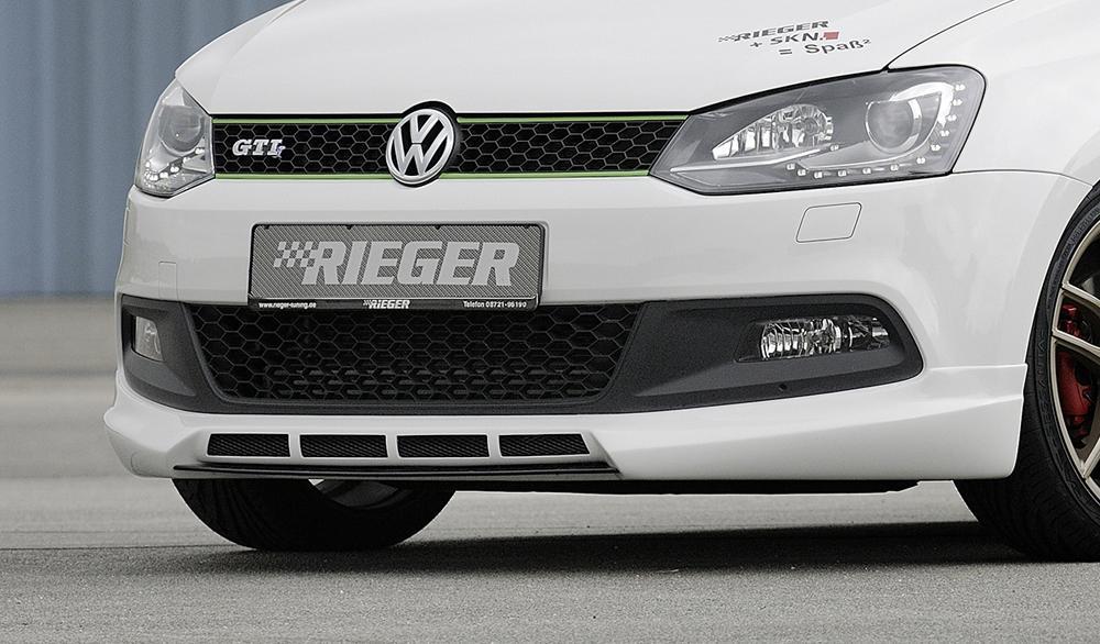 VW Polo 6 GTI (6R) Rieger Spoilerlippe  mit zusätzlichen Lüftungsschlitzen, ABS, 
inkl. Alugitter, Montagezubehör, ABE