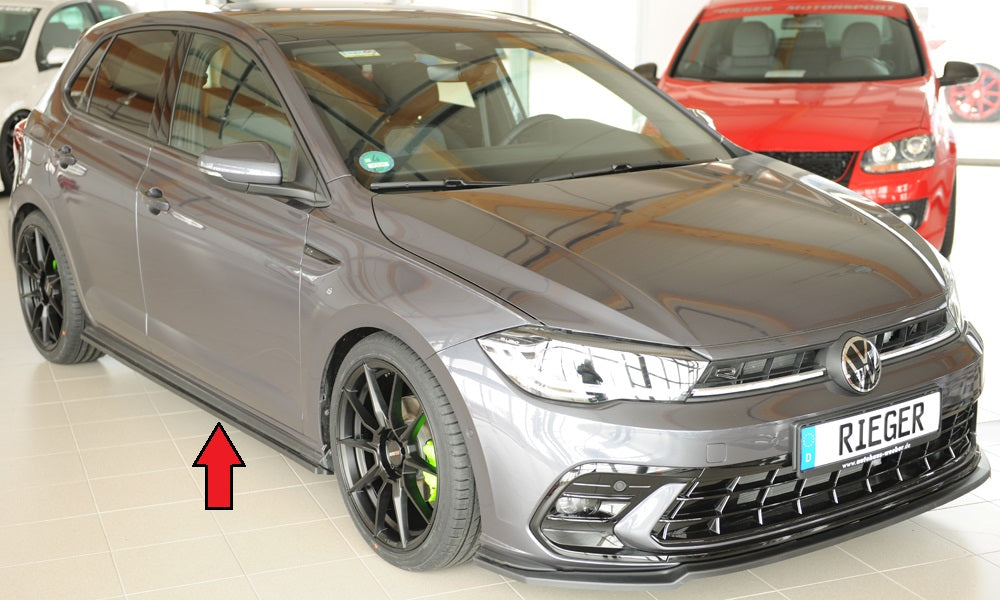 VW Polo (AW) R-Line Rieger Seitenschwelleransatz rechts, für orig. Seitenschweller, ABS, 
inkl. Montagezubehör, Gutachten