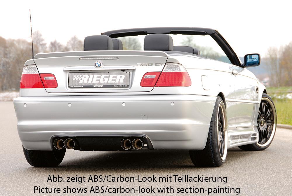 BMW 3er E46 Rieger Heckansatz   für Coupé, Cabrio ABS, für Fzg. mit M-Technik, 
inkl. Alugitter, Montagezubehör, Gutachten