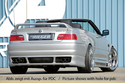 BMW 3er E46 Rieger Heckschürze   -> Bei Dieselmodellen gerade Endrohre verwenden! ABS, 
inkl. Alugitter, Gutachten, Montagezubehör