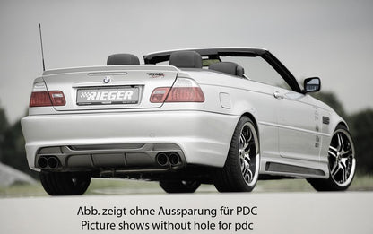 BMW 3er E46 Rieger Heckschürze ohne Heckeinsatz ABS, für Fzg. mit Einparkhilfe (PDC), 
inkl. Gutachten, Montagezubehör