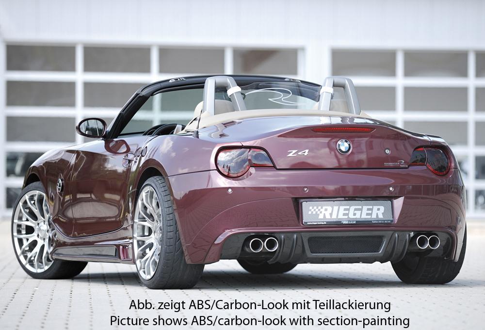 BMW Z4 (E85) Rieger Heckansatz    für Doppelendrohr li. u. re., (4x90mm ø), ABS, 
inkl. Alugitter, Montagezubehör, Gutachten