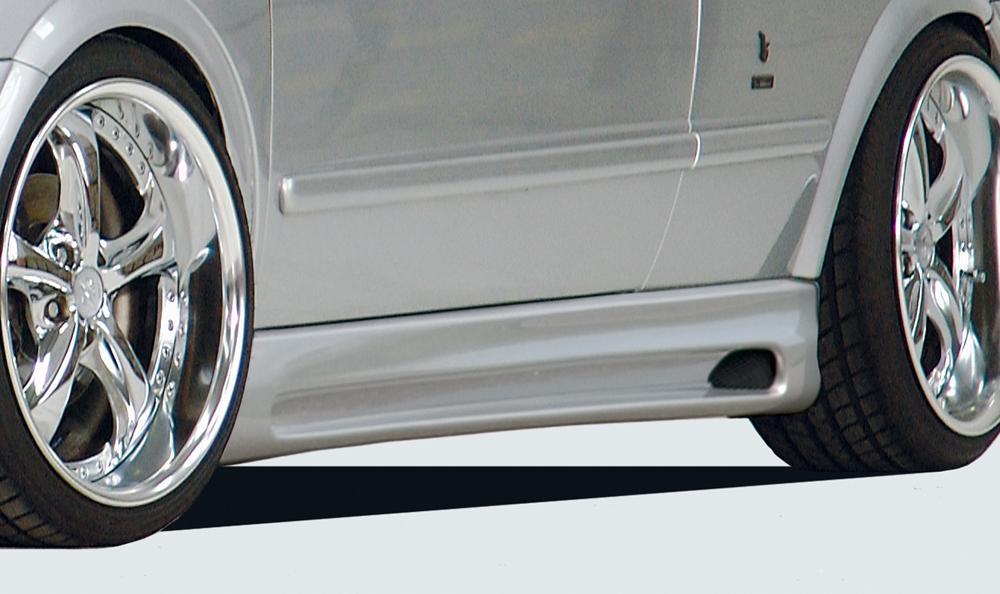 Opel Astra G Rieger Seitenschweller    rechts, mit Schacht, mit Ausschnitt, ABS, 
inkl. Alugitter, Gutachten, Montagezubehör