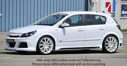 Opel Astra H Rieger Seitenschweller  links, mit Schacht, mit Ausschnitt, ABS, 
inkl. Montagezubehör, Alugitter