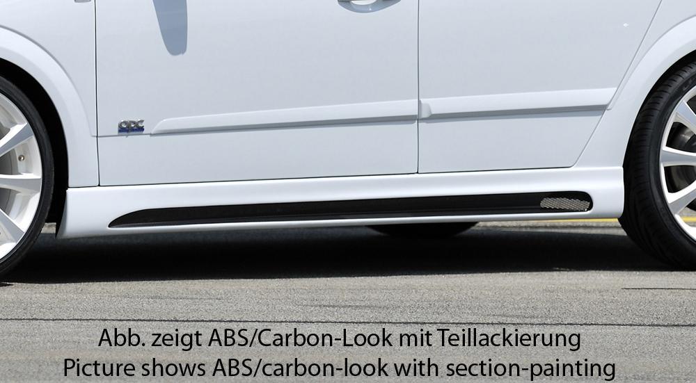 Opel Astra H Rieger Seitenschweller  links, mit Schacht, mit Ausschnitt, ABS, 
inkl. Montagezubehör, Alugitter