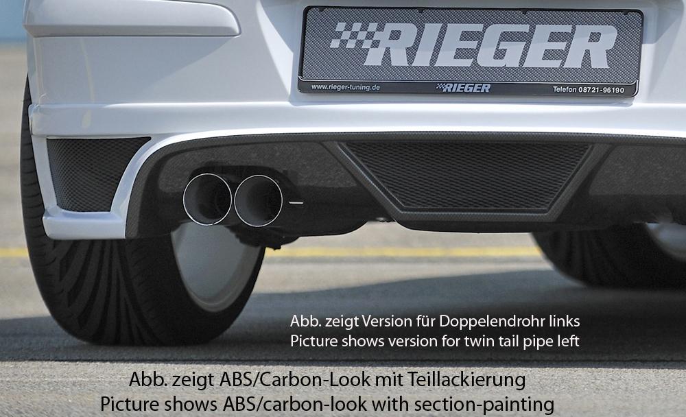 Opel Astra H Rieger Heckschürzenansatz  für Endrohr li., ABS, für Fzg. mit OPC und ohne OPC, 
inkl. Montagezubehör, Alugitter