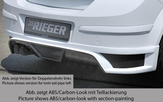 Opel Astra H Rieger Heckschürzenansatz  für Endrohr li., ABS, für Fzg. mit OPC und ohne OPC, 
inkl. Montagezubehör, Alugitter